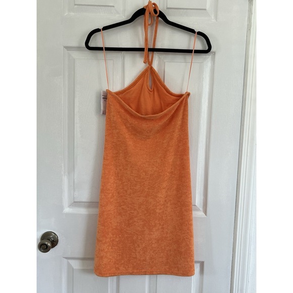 Hollister Orange Terry Halter Mini Dress Y2K Beach Resort Summer NWT Size S - Picture 3 of 9